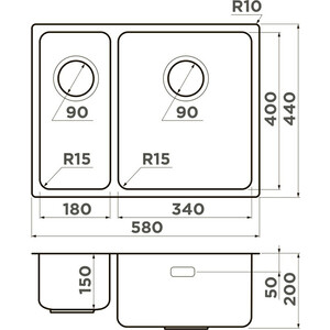 Кухонная мойка Omoikiri Tadzava 58-2-U/I-IN-R Ultra 15 нержавеющая сталь (4997117)