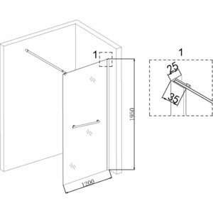 Душевая перегородка Niagara Nova 120x195 прозрачная, черная (NG-681-12BLACK)