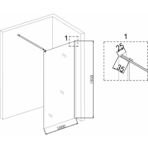 Душевая перегородка Niagara Nova 100x195 прозрачная, черная (NG-683-10BLACK)