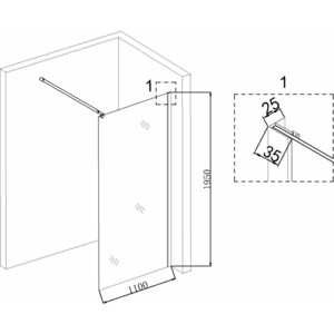 Душевая перегородка Niagara Nova 110x195 прозрачная с рисунком, черная (NG-685-11BLACK)