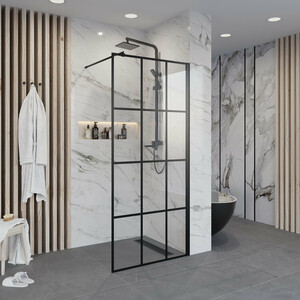 Душевая перегородка Niagara Nova 110x195 прозрачная с рисунком, черная (NG-685-11BLACK)