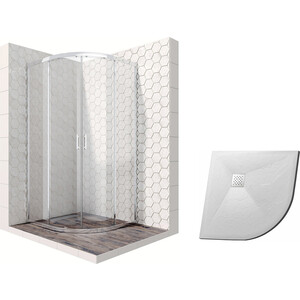 Душевой уголок Ambassador Kingston 90x90 с поддоном, прозрачный, хром (14011104, GR-S19090)