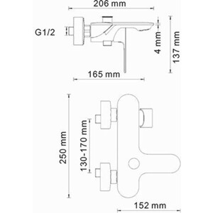 Смеситель для ванны Wasserkraft Dinkel хром (5801)
