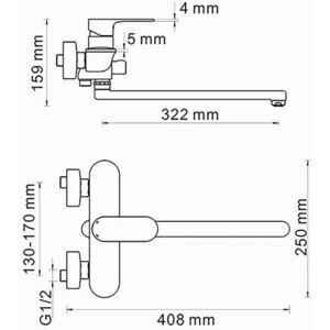 Смеситель для ванны Wasserkraft Dinkel хром (5802L)