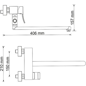 Смеситель для ванны Wasserkraft Exter светлая бронза (1602L)