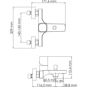 Смеситель для ванны Wasserkraft Naab хром (8601)
