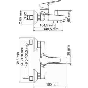 Смеситель для ванны Wasserkraft Rhin хром (4401)