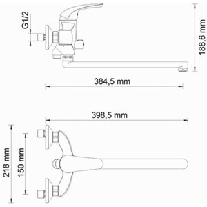 Смеситель для ванны Wasserkraft Rossel хром (2802L)