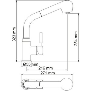 Смеситель для кухни Wasserkraft Wern с выдвижной лейкой, никель (4266)