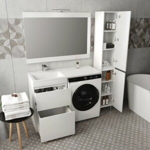 Тумба с раковиной Style line Даллас Люкс 53 (115L) напольная, под стиральную машину, белая (СС-00000515 + 2000949102207)