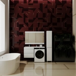 Тумба с раковиной Style line Даллас Люкс 58 (120L) подвесная, под стиральную машину, белая эмаль (СС-00002351 + 2000949237411)