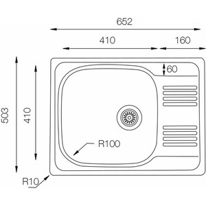 Кухонная мойка TopZero HY 652.503 нержавеющая сталь, полированная