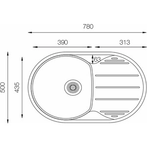 Кухонная мойка TopZero EL 780.500 нержавеющая сталь, микродекор
