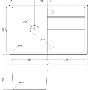 Кухонная мойка EMAR EMQ-1800.Q берилл