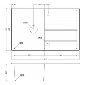 Кухонная мойка EMAR EMQ-1800.Q сардоникс