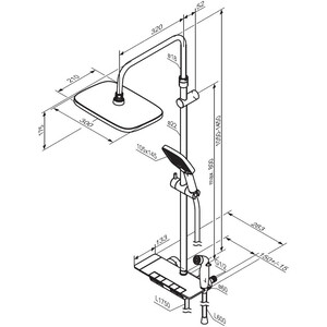 Душевая система Damixa Gala с термостатом и гигиенической лейкой, черный (953770300)