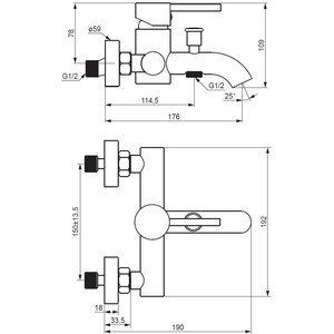 Смеситель для ванны Damixa Scandinavian Pure черный (361000300)