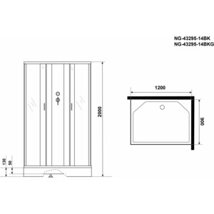 Душевая кабина Niagara NG-43295-14QBKG 120х90х200