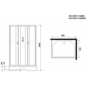 Душевая кабина Niagara NG-33974-14QBKG 90х70х200