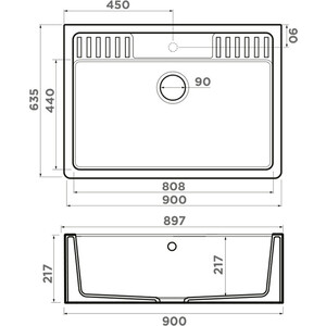 Кухонная мойка Omoikiri Kinokawa 90-GB графит (4993855)