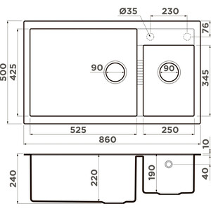Кухонная мойка Omoikiri Tedori 86-2-LB-GR leningrad grey (4993573)
