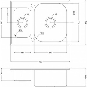 Кухонная мойка Oulin OL-0304 сатин