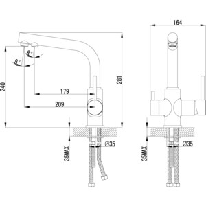 Смеситель для кухни Lemark Comfort с подключением к фильтру, антрацит (LM3061PAN)