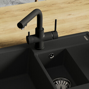 Смеситель для кухни Lemark Comfort с подключением к фильтру, антрацит (LM3061PAN)