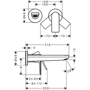 Смеситель для раковины Hansgrohe Rebris E для механизма 13622180, хром (72568000)