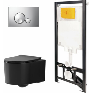 Комплект унитаза Point Веста с инсталляцией OLI, клавишей Globe хром, сиденье микролифт (886914GBOO+PN41701BM)