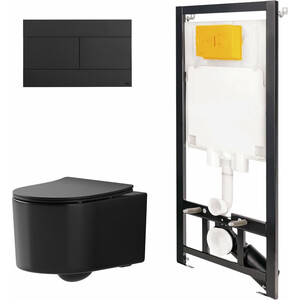 Комплект унитаза Point Веста с инсталляцией OLI, черной клавишей Slim, сиденье микролифт (886914SLO3+PN41701BM)