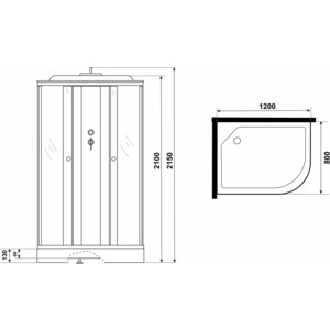 Душевая кабина Niagara Eco E120/80/13L/TN 120х80х215 левая