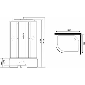 Душевая кабина Niagara Eco E120/80/40R/TN 120х80х215 правая