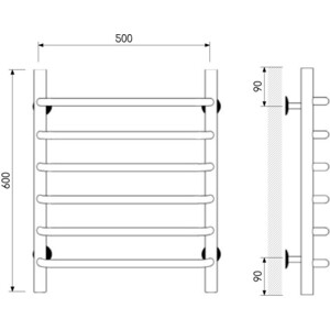 Полотенцесушитель водяной Laris Стандарт П6 500х600 белый муар (73208014БМ)