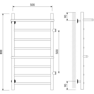 Полотенцесушитель водяной Laris Лавина П9 500х800 правый, с боковым подключением, с полкой, белый муар (73208029БМ)