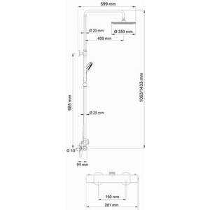 Душевая система Wasserkraft с термостатом, хром (A13302 Thermo)