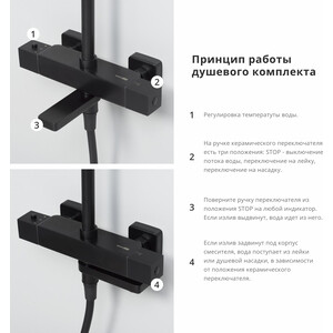 Душевая система Wasserkraft с термостатом, черный матовый (A29901 Thermo)