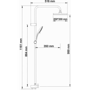 Душевой гарнитур Wasserkraft с верхним душем, хром (A017)