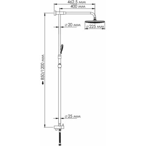 Душевой гарнитур Wasserkraft с верхним душем, хром (A066)