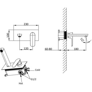 Смеситель для раковины Vincea Esse встраиваемый, хром (VBFW-1E1CH)