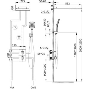 Душевая система Vincea с термостатом, встраиваемая, хром (VSFW-103TCH)