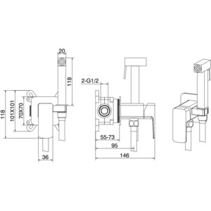 Гигиенический душ Allen Brau Infinity с гигиенической лейкой, черный матовый (5.21005-31)