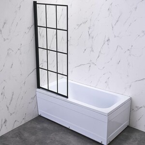 Шторка для ванны Veconi Palau 90x150 прозрачная, черная (PL77L-90-01-C6)