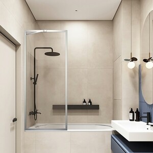Шторка для ванны Veconi Palau 90x150 прозрачная, хром (PL85-90-01-C7)