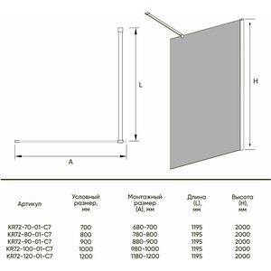 Душевая перегородка Veconi Korato KR-72B 110х200 прозрачная, черная (KR72B-110-01-C7)