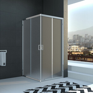 Душевой уголок Veconi Rovigo RV-22 80x80 рифленый Pear, хром (RV22-80K-02-19C1)