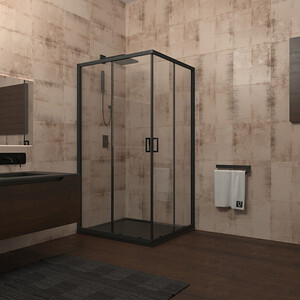 Душевой уголок Veconi Rovigo RV-13 90x90 прозрачный, черный (RV13-90-01-C5)