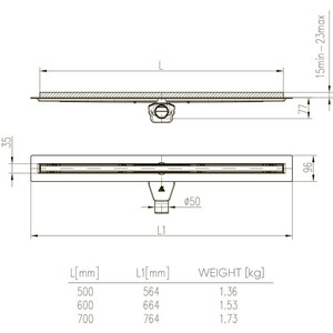 Душевой лоток Veconi Slim Line 700 хром матовый (V700SL)
