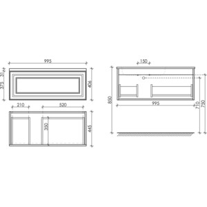 Тумба с раковиной Sancos Very 100х45 левая, Doha Soft (VR100LSM, CN7014)