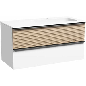 Тумба с раковиной Sancos Delta 100х45 правая, дуб светлый/белый (DL100RW, CN7015)